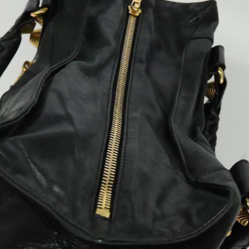 BALENCIAGA The Giant Brief Hand Bag Leather Black Gold Auth 131798 - Picture 6 of 16